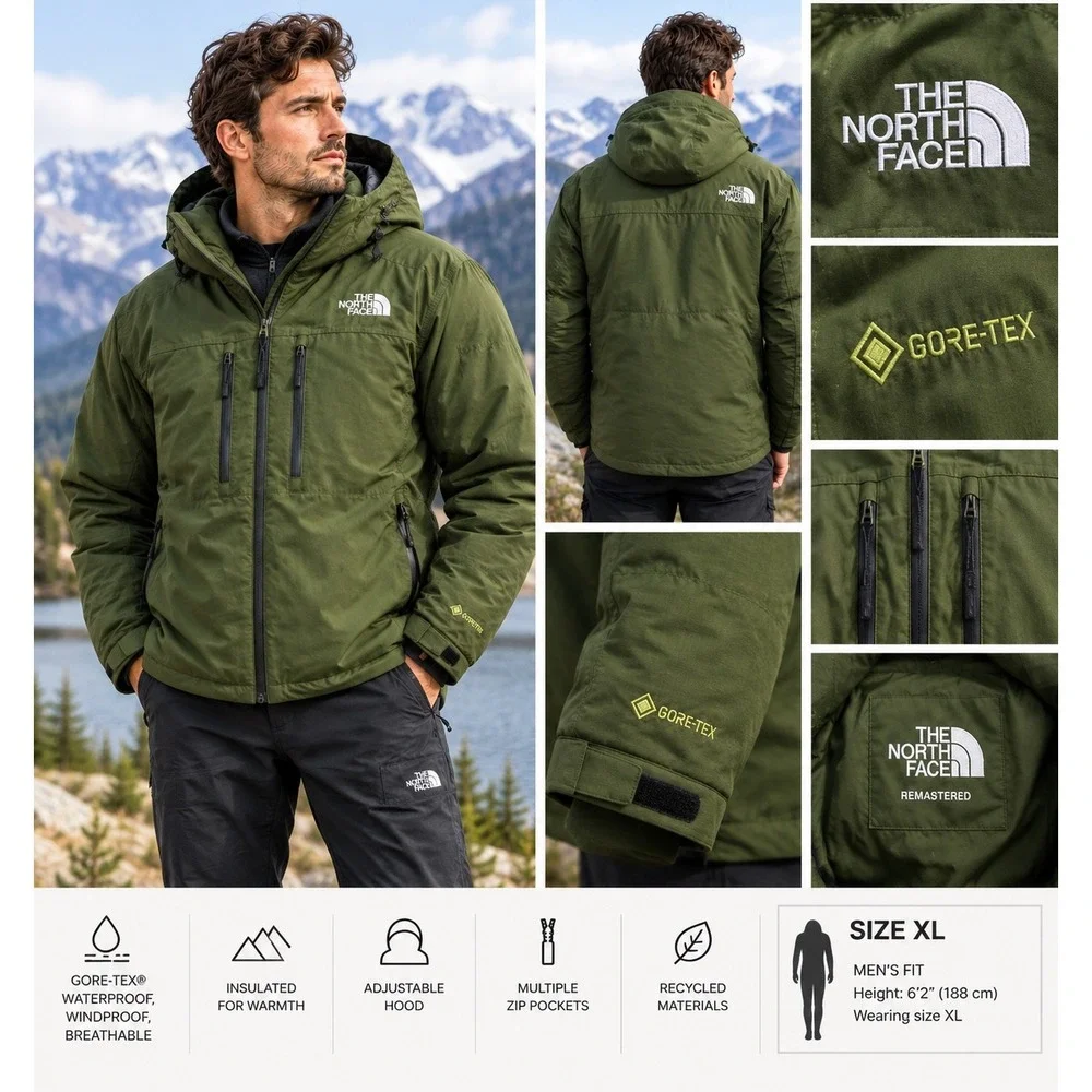 The North Face RMST GORE-TEX 700 fill Nuptse Tek Jacket Woodland Green XL New